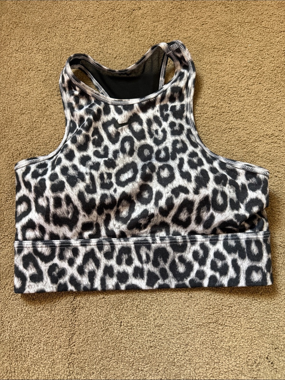 Nike Leopard Print Sports Bra in Black and White